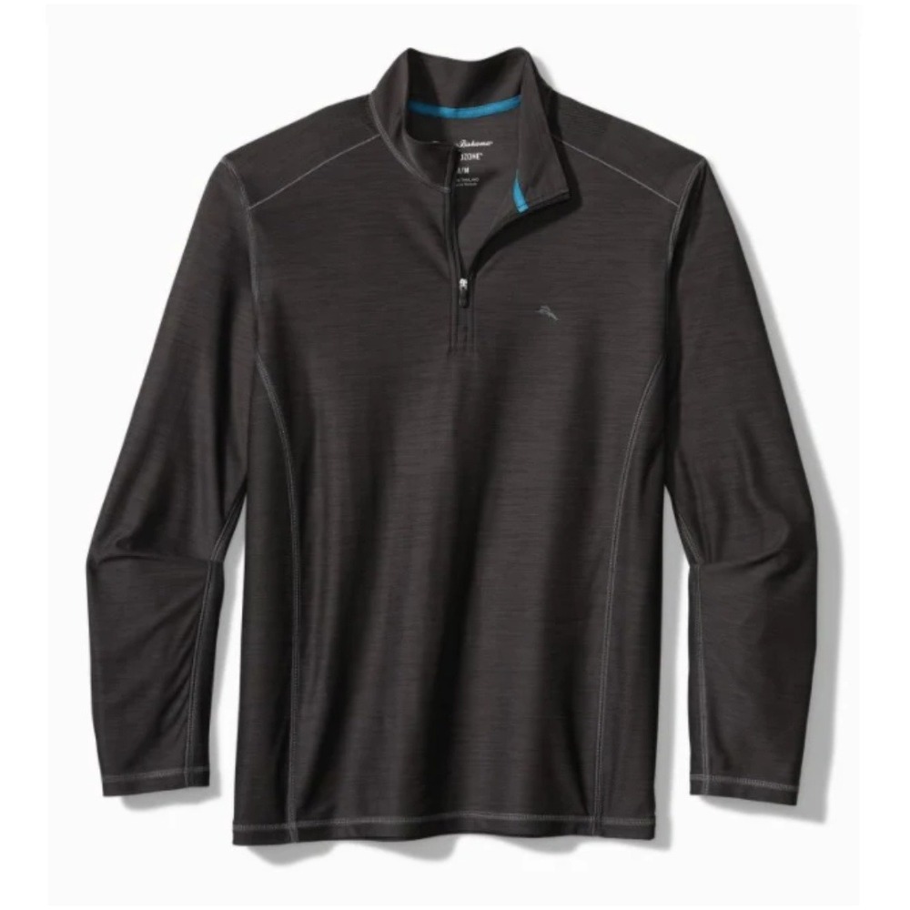 Tommy Bahama | Palm Coast IslandZone Supima‎ Cotton Half-Zip Pullover Jet Black
